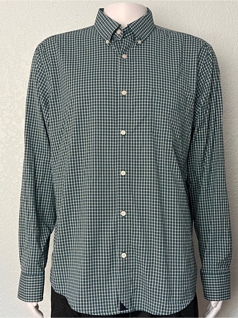 UNTUCKit Men’s XXL Slim Fit Plaid Button Down Shirt Green Blue White Long Sleeve